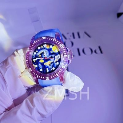ห้องทดลอง-เติบโตสีเทา-ม่วง Sapphire นาฬิกา Case ปรับแต่งหรูหราทนทานการกวาด
